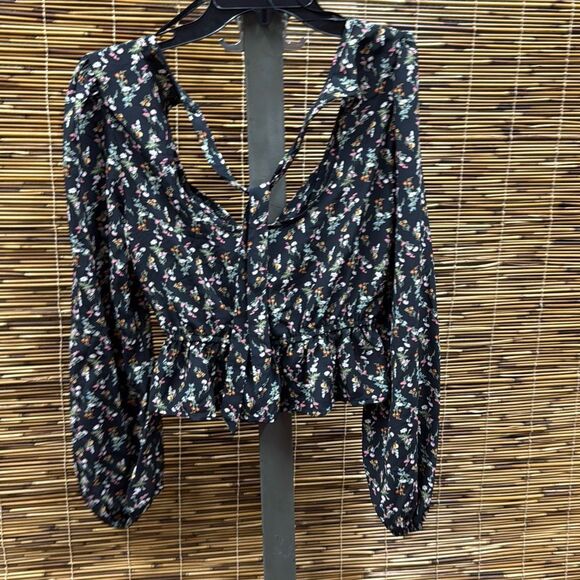 Kingston Grey Womens Juniors Floral Puff Sleeve Peplum Top‎ Size XS - Picture 3 of 3